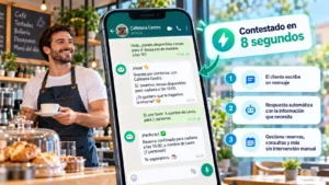 Automatización de WhatsApp en una cafetería: el cliente recibe respuesta automática en 8 segundos