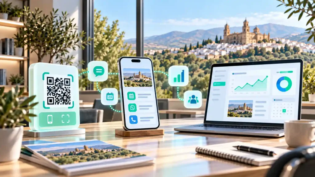 Herramientas gratis para negocios locales: código QR de reseñas, móvil con enlaces y panel de datos